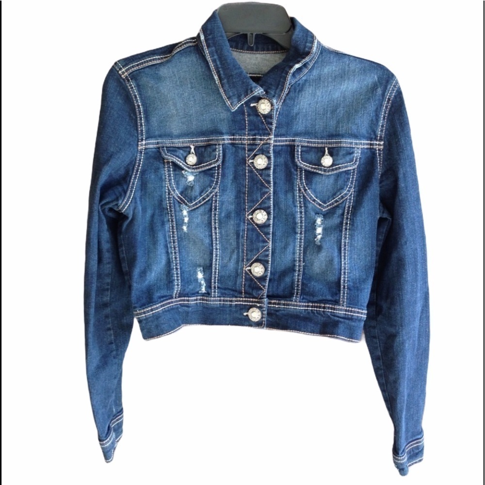 AMETHYST Distressed Denim Jacket Size Medium